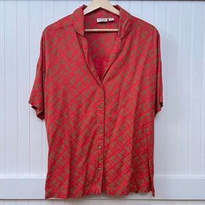 Noisy May Orange‎ Brown Geometric Oversized Shirt Patterned Funky Button Down